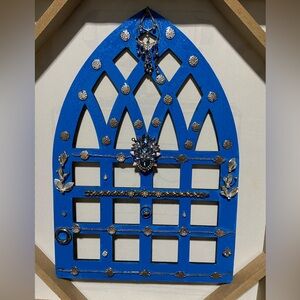 Handmade Blue Arch With Jewelry. Black Back. Epoxy Overlay